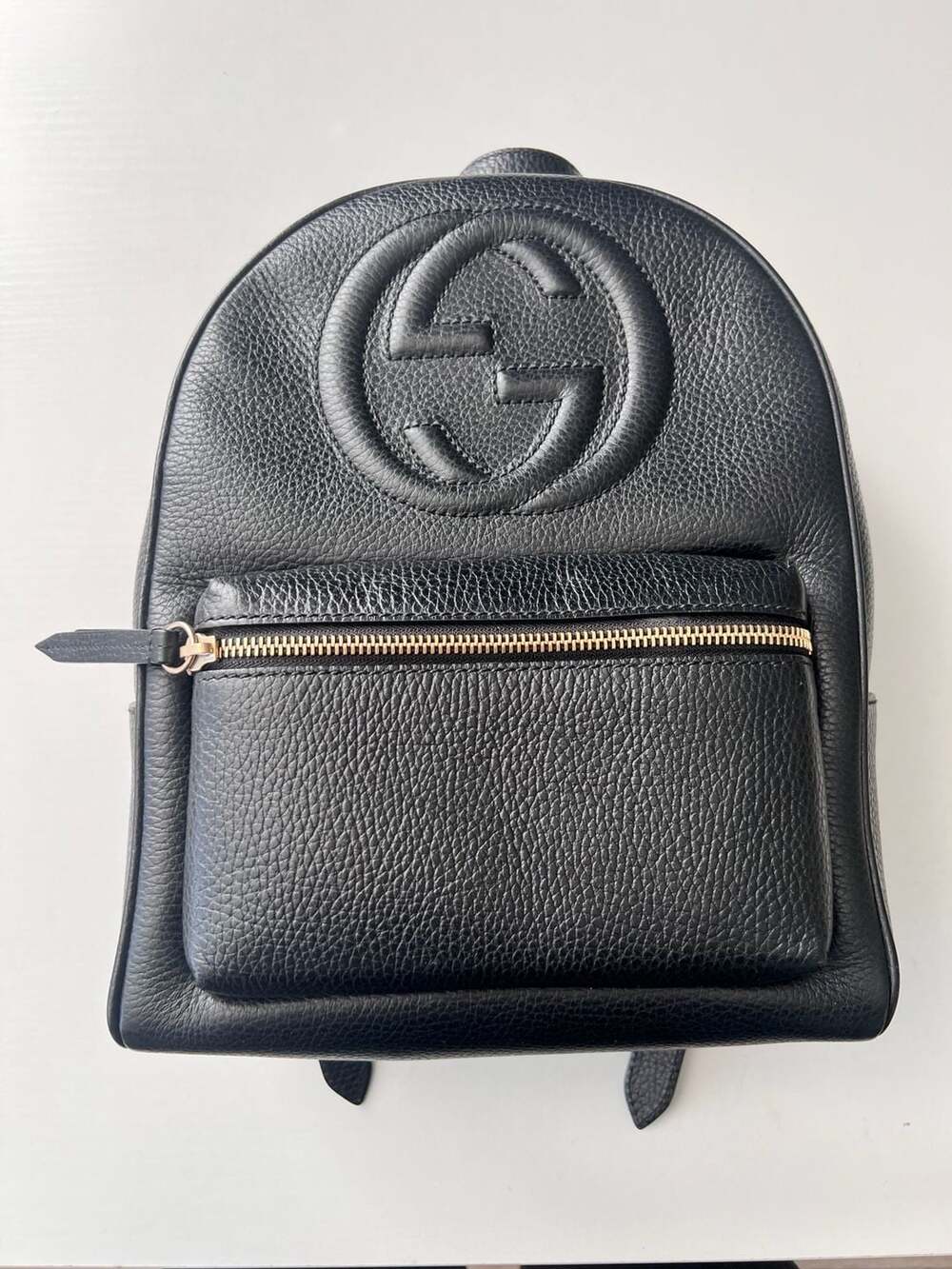 Gucci Soho Chain Backpack in Black Pebbled Leather